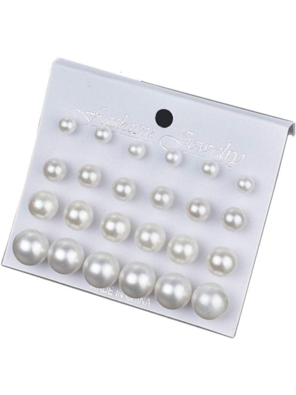 Elegant White Pearl Stud Earrings Set, 12 Pairs CZ Rhinestone Jewelry for